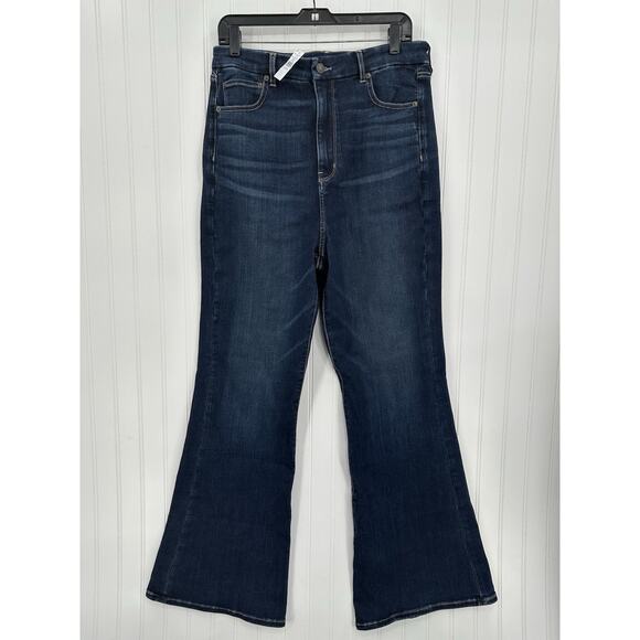 American Eagle Jeans 16 Long Curvy Highest Rise Flare Next Level Blue Denim NEW - Picture 1 of 10